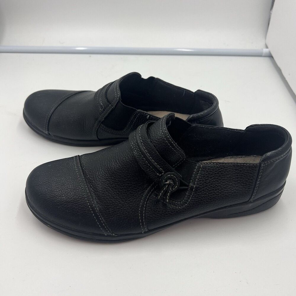 Clarks Womens Cheyn Madi Loafer Size 10 M Black Leather Shootie Slip On Shoe